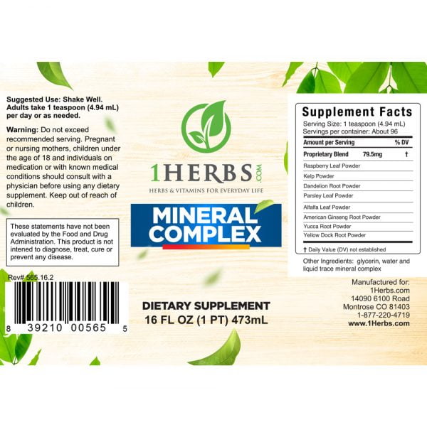 Mineral Complex Supplement by 1Herbs - expansive vitamin coverage in one bottle.