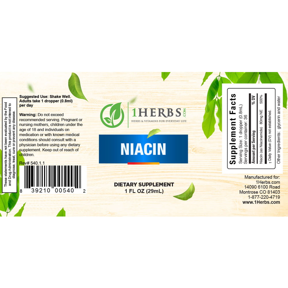 Niacin Label