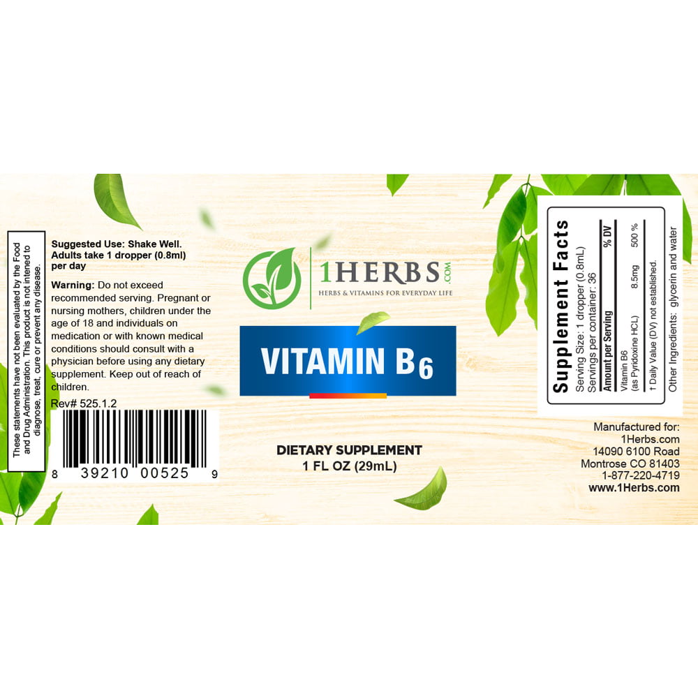 Vitamin B6 Label